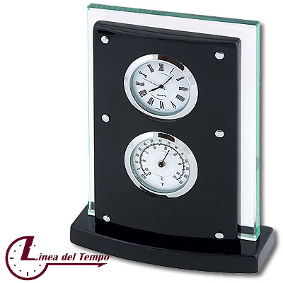 Часы с термометром и рамкой для фото, черные Барометры и термометры Linea del Tempo 2007 г инфо 5595b.