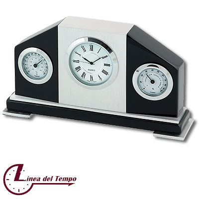 Часы с термометром и гигрометром, черные с белым Барометры и термометры Linea del Tempo 2007 г инфо 5761b.
