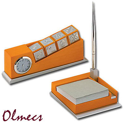 Настольный набор (4 предмета), оранжевый Olmecs 2007 г инфо 2638a.
